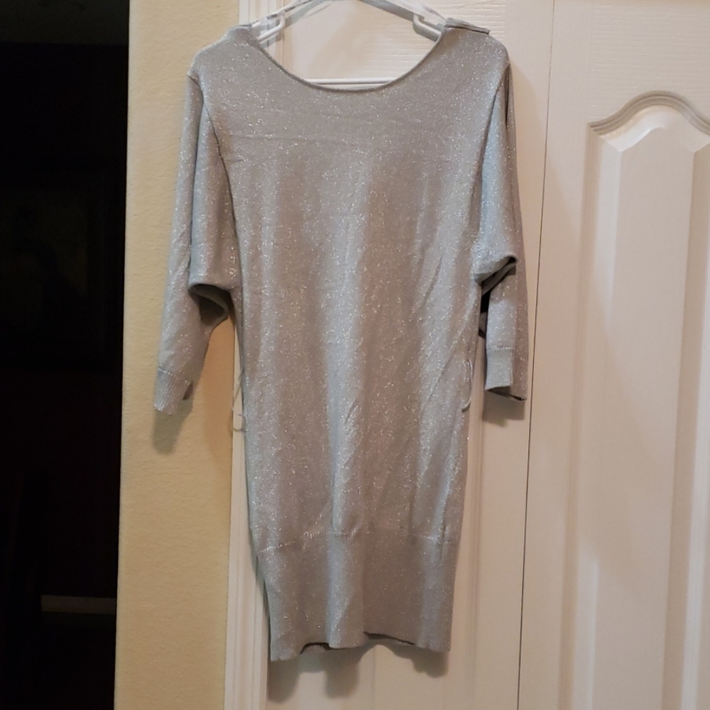 Sliver shimmer tunic sweater